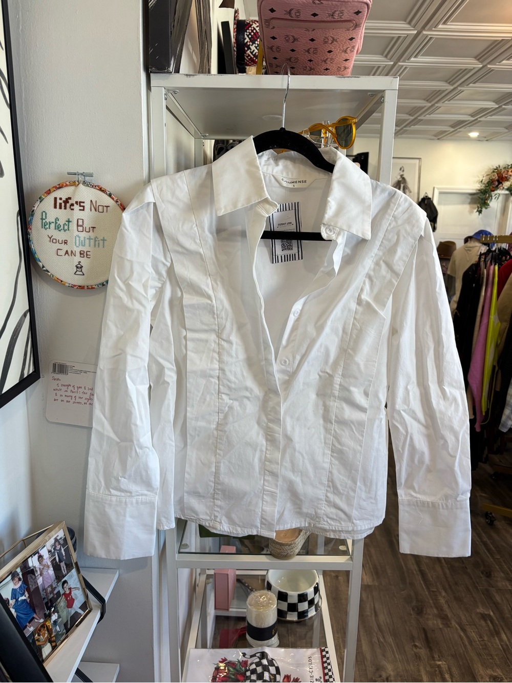Commense White Fitted Button-Front Shirt Jacket